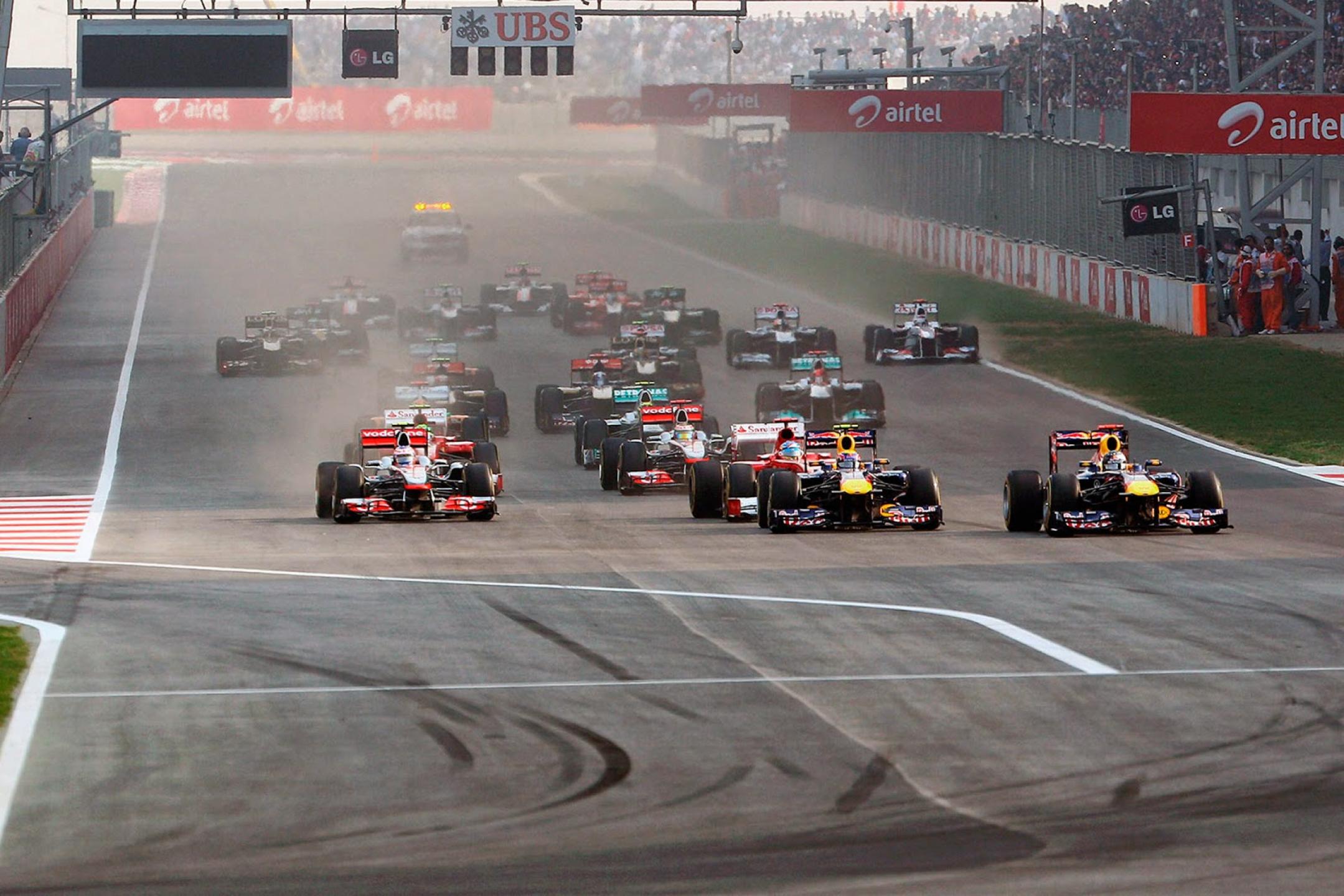Red Bull charges ahead yet again. Vettel wins the Indian GP 2011.