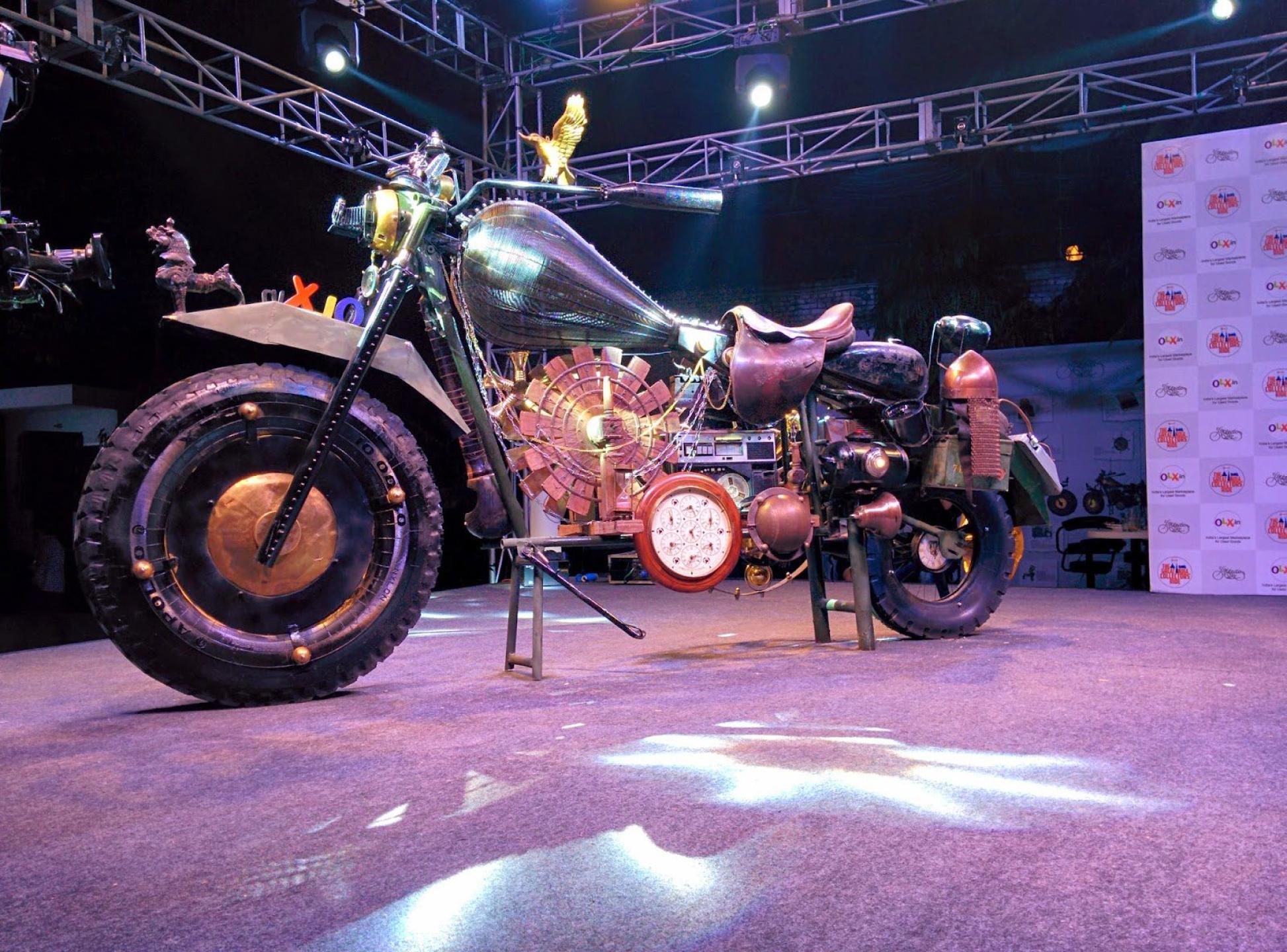 Unveiling ‘The Freedom Bike’: motorcycle art installation made from collectible and vintage items