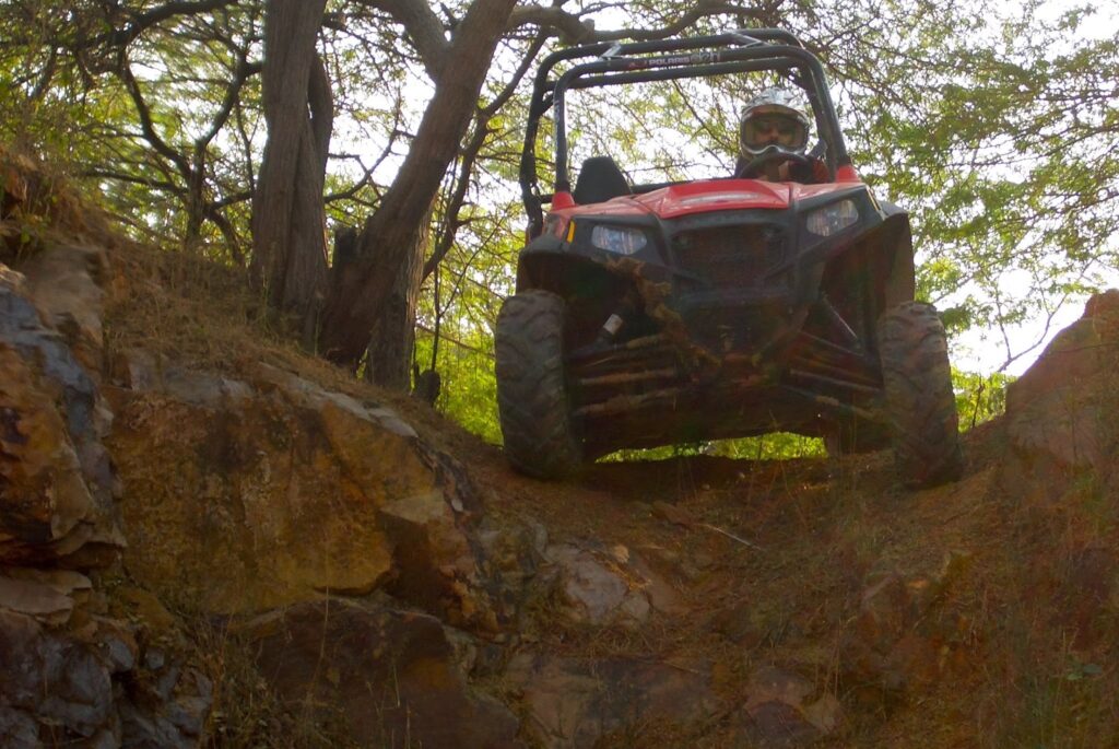 Negotiating a steep 75 degree decline in the RZR S800