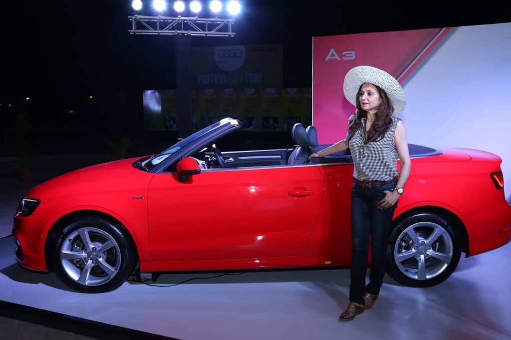 Actor Lillete Dubey with the Audi A3 Cabriolet at the second edition of Prithvi@TheTurf