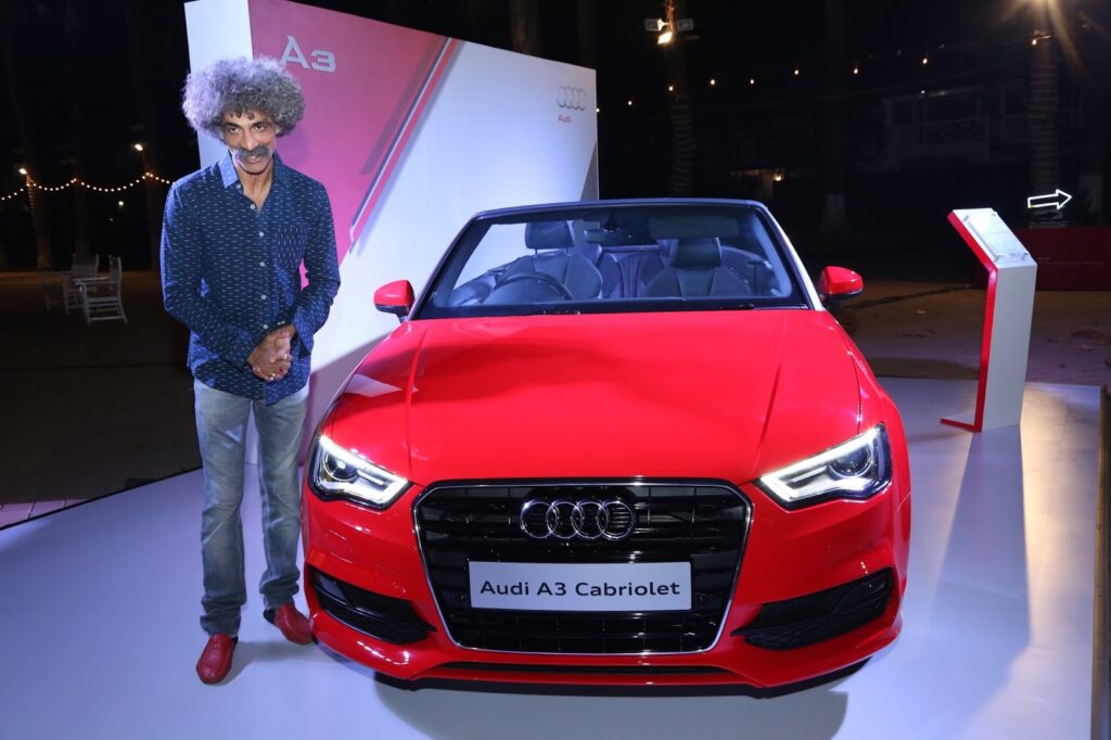 Actor Makarand Deshpande with Audi A3 Cabriolet at the second edition of Prithvi@TheTurf