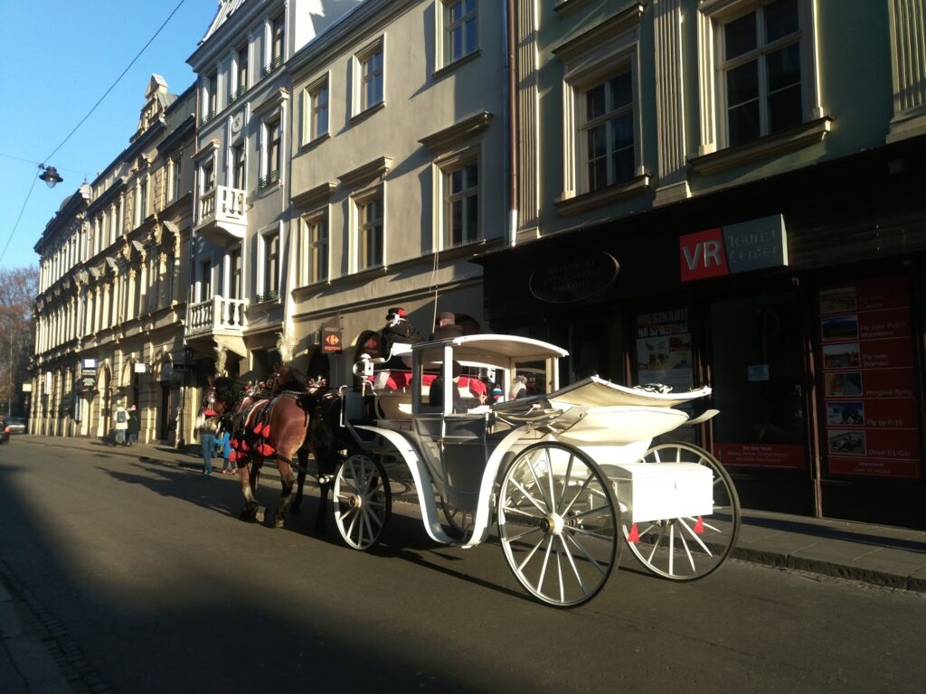 Kraków Horse drawn carriages on Florianska Street