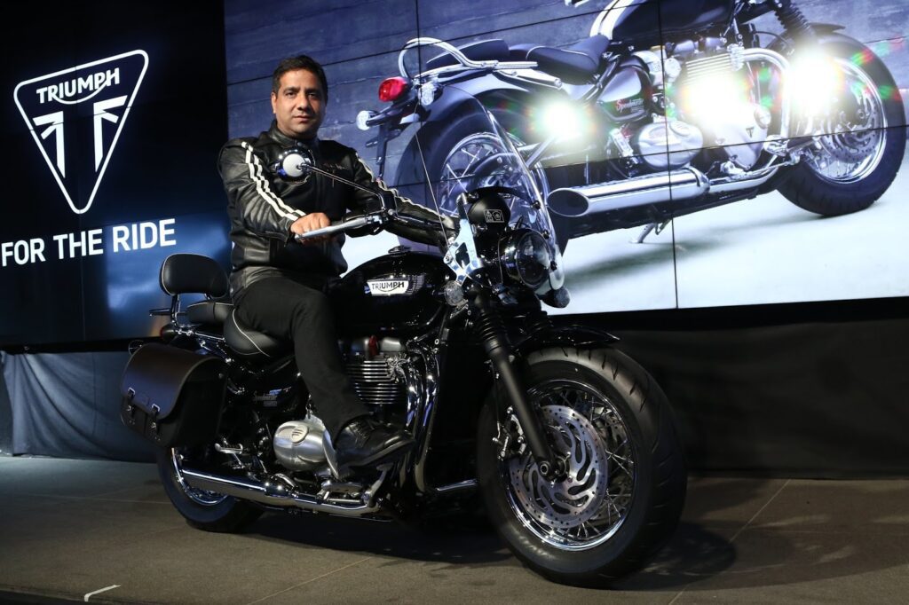 Vimal Sumbly with the newly launched Triumph Speedmaster