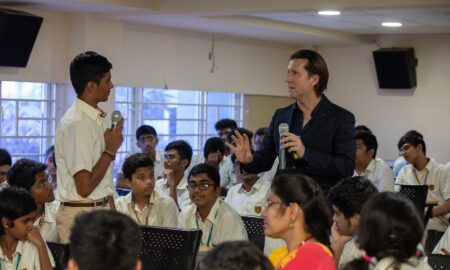 Img 3- Alfonso Albaisa, Senior Vice President for Global Design, Nissan Motor Co., Ltd. addressing students as a part of Roots of Design program at Chennai Public School
