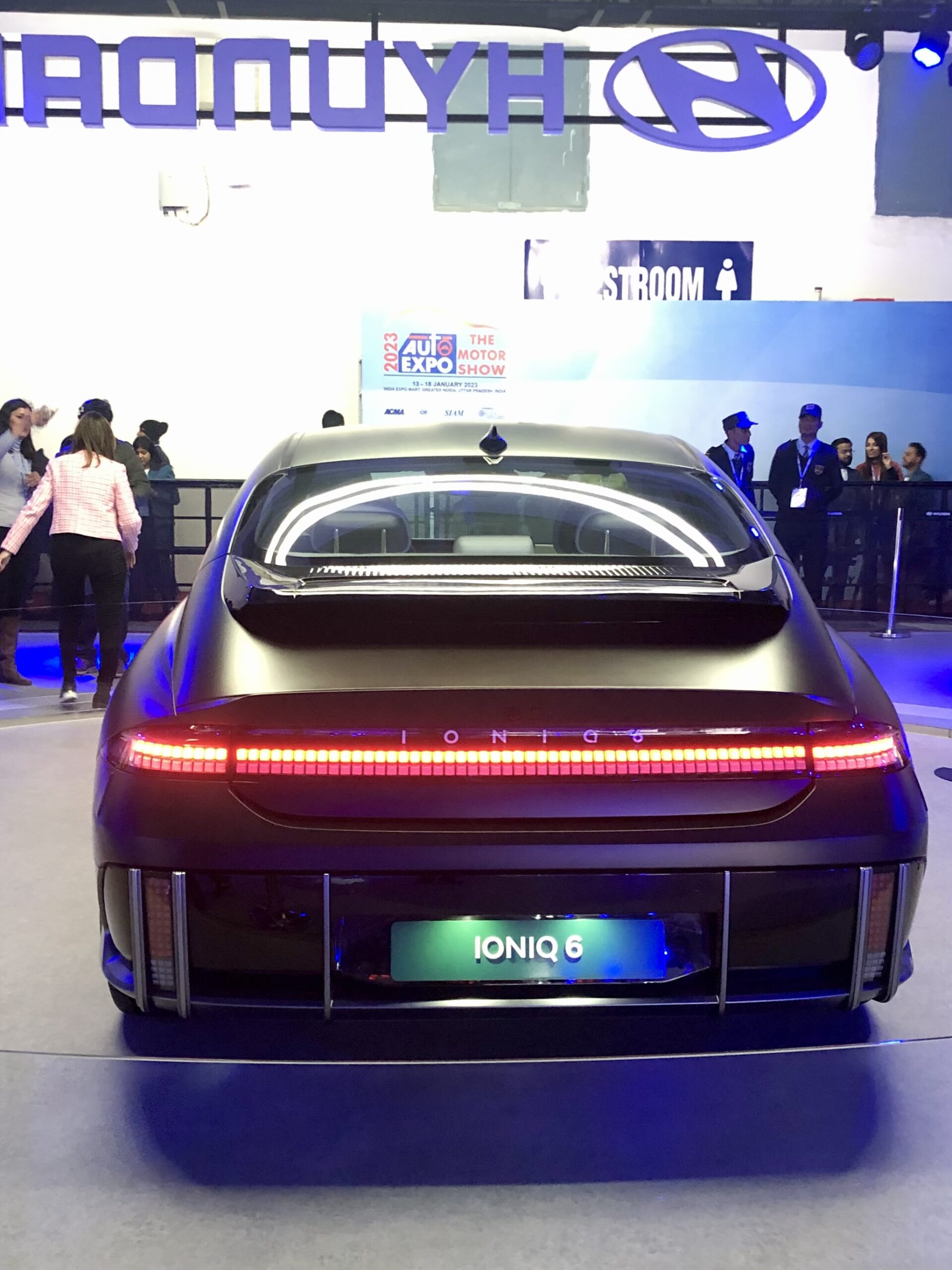 Hyundai IONIQ 6 rear view at Auto Expo 2023